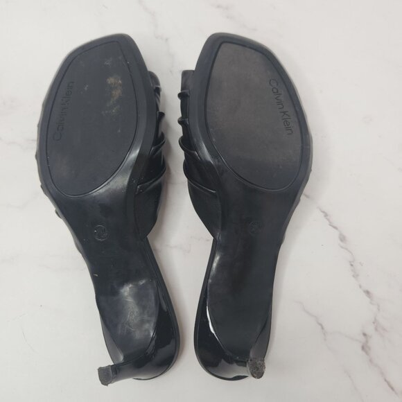 Calvin Klein Black Leather Slip-On Kitten Heels Career Professional Women's 6.5 - Picture 7 of 8